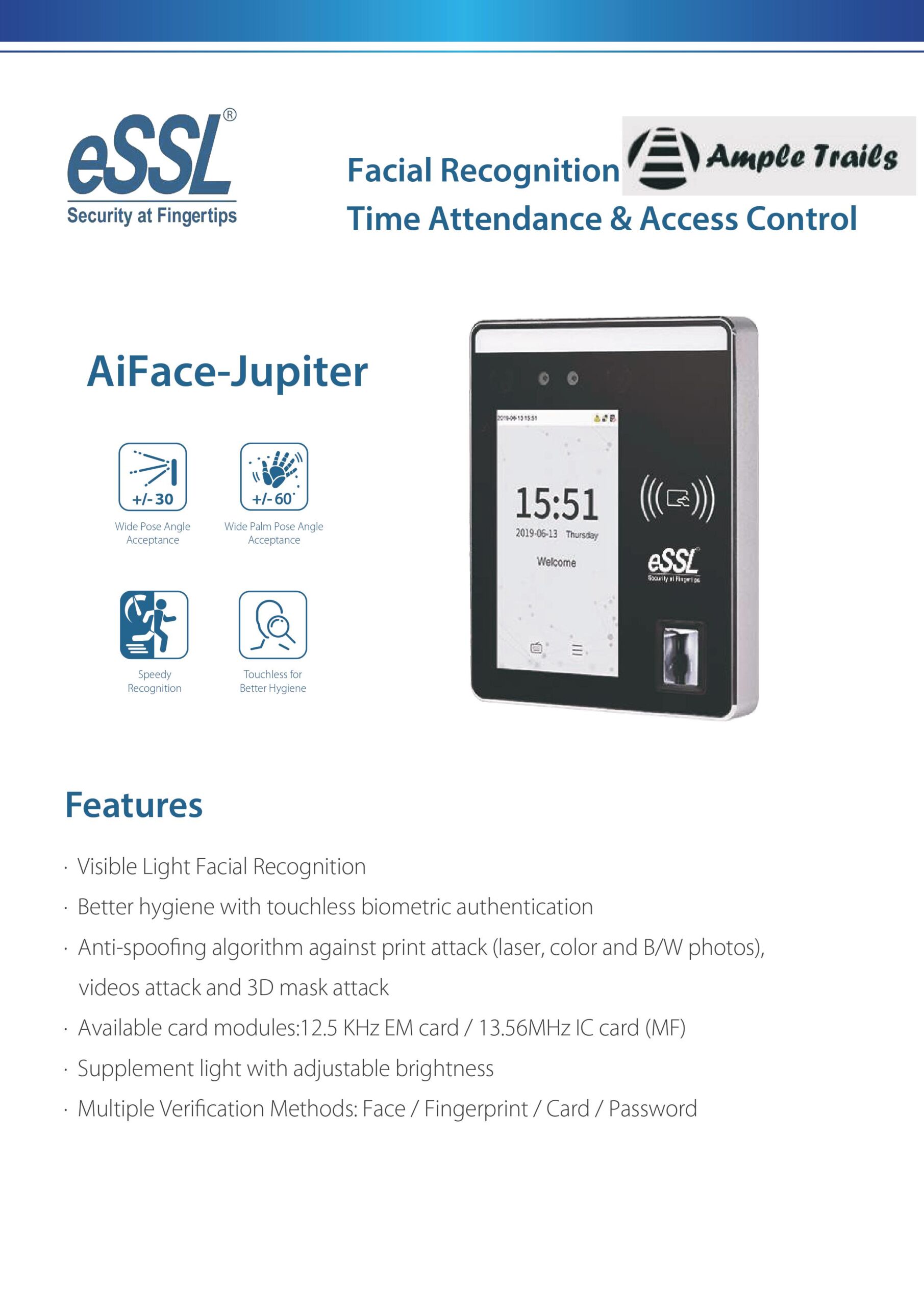 AiFace-Jupiter-Facial Recognition Time Attendance Access Control