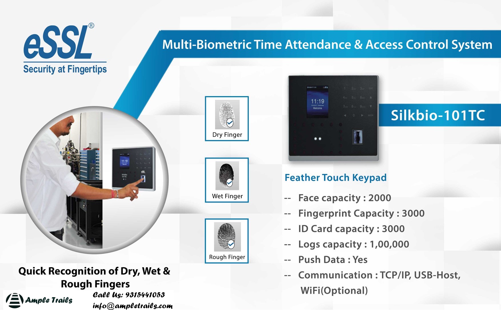 face biometric attendance machine eSSL Silkbio 101 TC